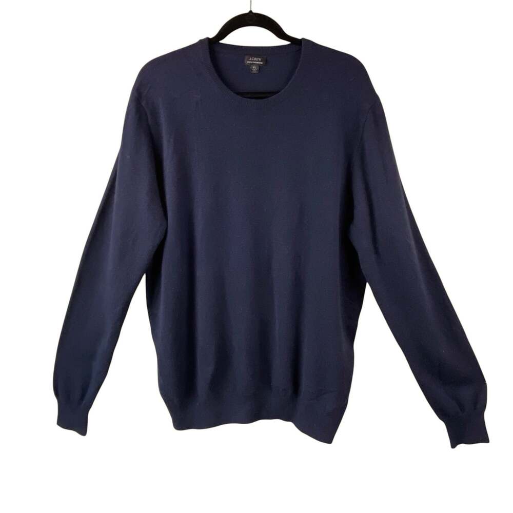 J. Crew 100% Cashmere Crew Neck Sweater Size XL Navy Blue